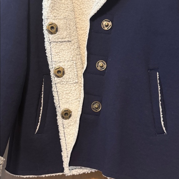 Habitat Navy Teddy Bear Sherpa Lined Jacket Coat Womens L Warm Winter cozy Soft - Picture 3 of 13